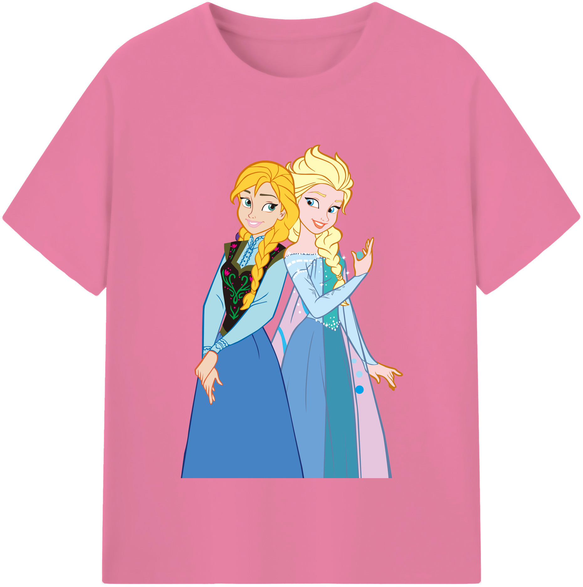 （画像用） アナと雪の女王 アンナ エルサ Frozen Anna Elsa 綿100％半袖Tシャツ（フロントプリント）